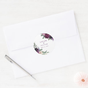 Sticker Rond Fleurs violettes luxuriantes   Mariage romantique