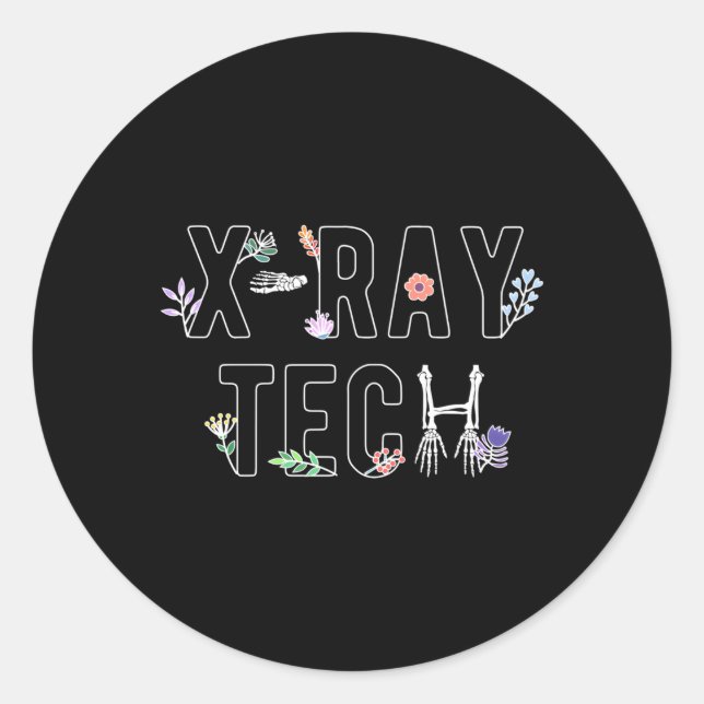 Sticker Rond Fleurs X-Ray Tech Technologue X-Ray Tech (Devant)
