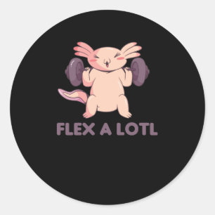 Sticker Rond Flex A Lotl Axolotl Pun Pour Fitness Sport