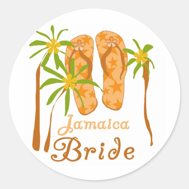 Sticker Rond Flip Flops Jamaïcaine Mariée (Devant)