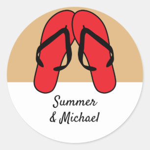 Sticker Rond Flip Flops Red Personnalisé