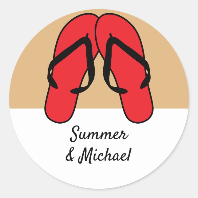 Sticker Rond Flip Flops Red Personnalisé (Devant)