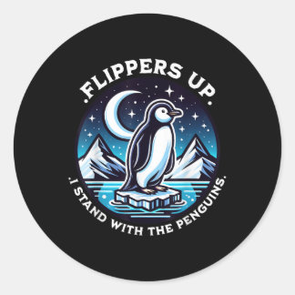 Sticker Rond Flippers Drôle Je Me Trouve Avec Les Pingouins