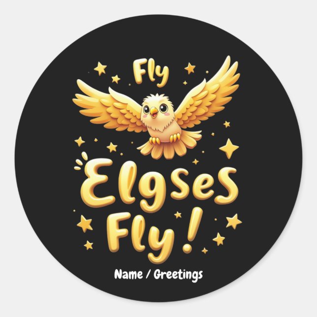 Sticker Rond Flly Elgses Fly Inspiration Aigle Art (Devant)