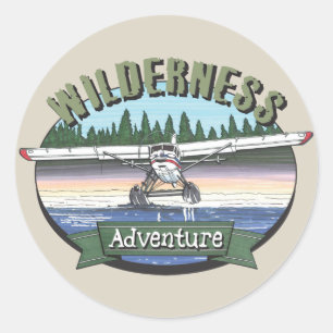 Sticker Rond Floatplane Aviation Wilderness Adventure