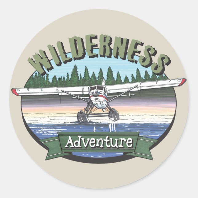 Sticker Rond Floatplane Aviation Wilderness Adventure (Devant)
