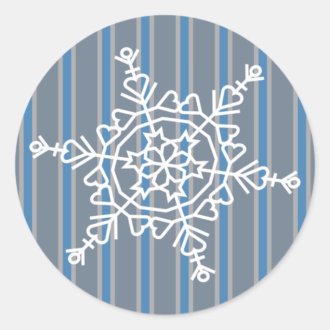 Sticker Rond Flocon de neige amusant et fantaisie (Devant)