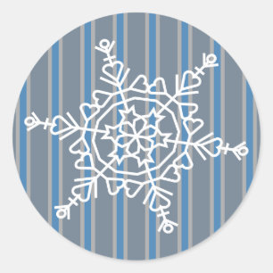 Sticker Rond Flocon de neige amusant et fantaisie
