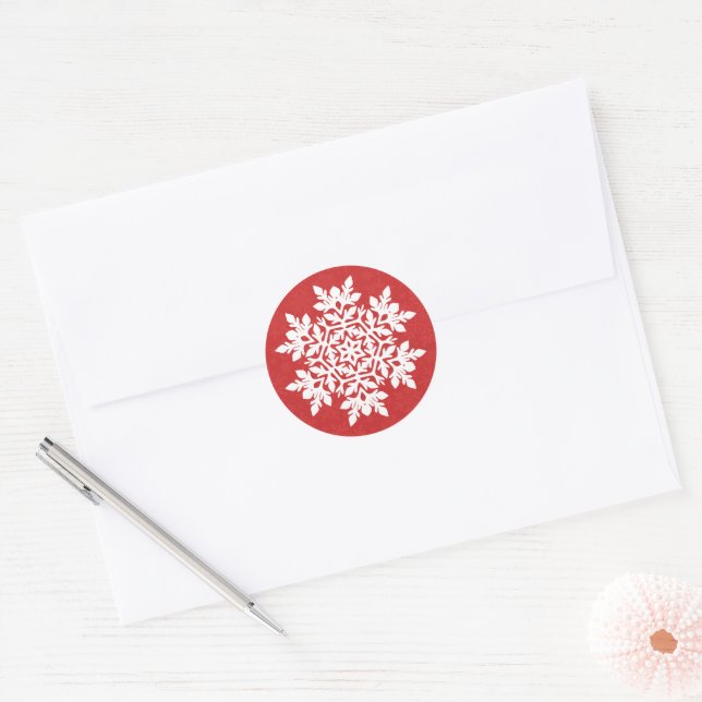 Sticker Rond Flocon de neige blanc (Cranberry) (Enveloppe)