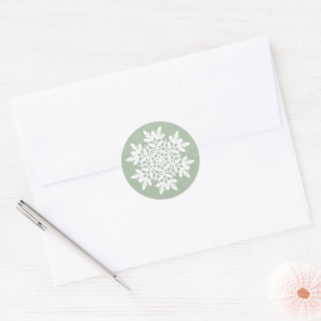 Sticker Rond Flocon de neige blanc (Pin sylvestre) (Enveloppe)