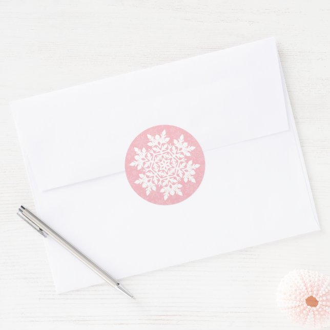 Sticker Rond Flocon de neige blanc (Sucre Blush) (Enveloppe)