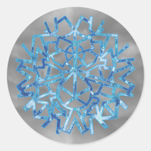 Sticker Rond Flocon de neige bleu de bonhomme de neige de Frost