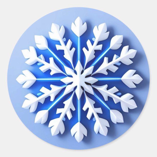 Sticker Rond Flocon de Neige Bleu Détaille (Devant)