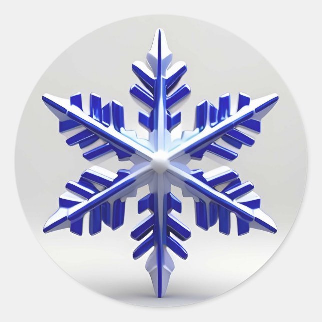 Sticker Rond Flocon de Neige Bleu Détaille (Devant)