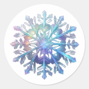 Sticker Rond Flocon de neige brillant