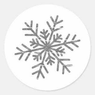 Sticker Rond Flocon de neige de merveilleux hiver en argent cri