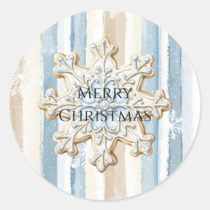 Sticker Rond Flocon de neige de Noël à la crème bleue