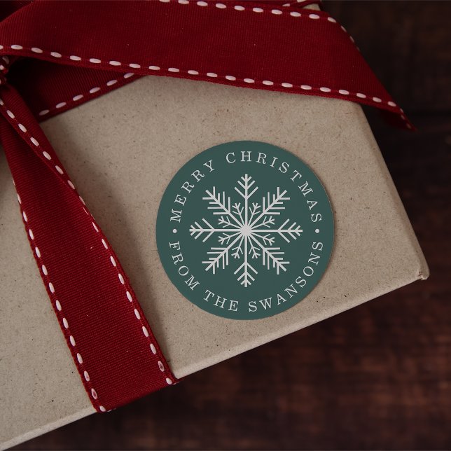 Sticker Rond Flocon de neige de Noël personnalisé (Créateur téléchargé)