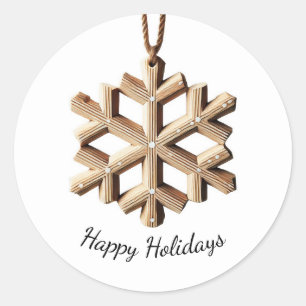 Sticker Rond Flocon de neige d'hiver scandinave minimaliste de 