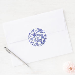 Sticker Rond Flocon de neige élégant (blanc de minuit)