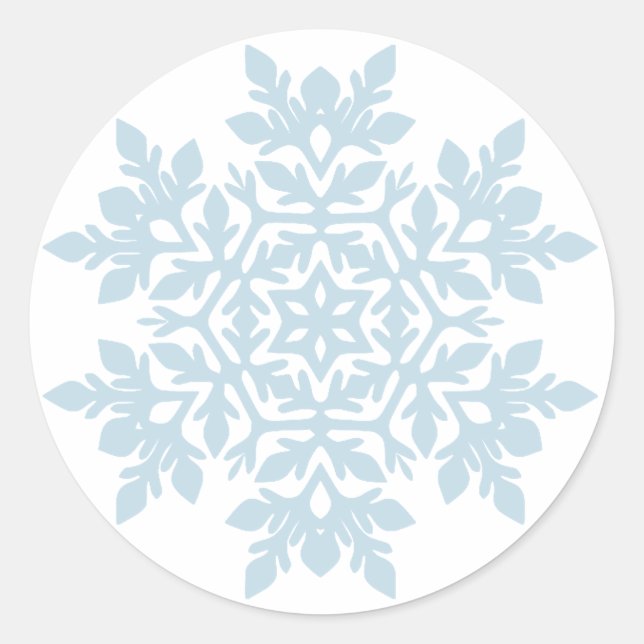 Sticker Rond Flocon de neige élégant (bleu givré) (Devant)