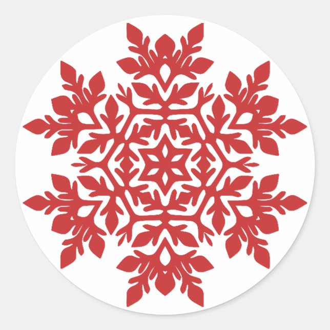 Sticker Rond Flocon de neige élégant (Cranberry) (Devant)