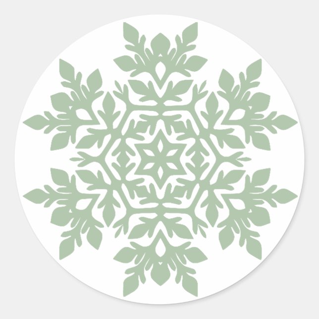 Sticker Rond Flocon de neige élégant (Sage Pine) (Devant)