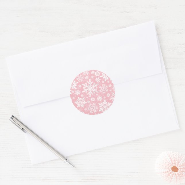 Sticker Rond Flocon de neige élégant (Sucre Blush) (Enveloppe)