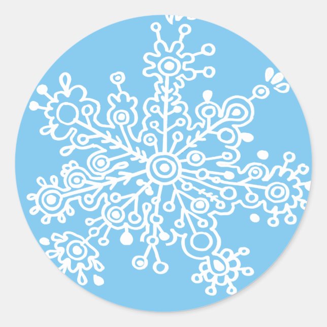 Sticker Rond Flocon de neige (en bleu) (Devant)