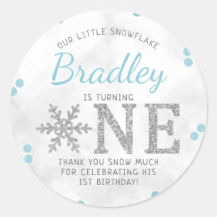 Sticker Rond Flocon de neige Hiver 1er anniversaire