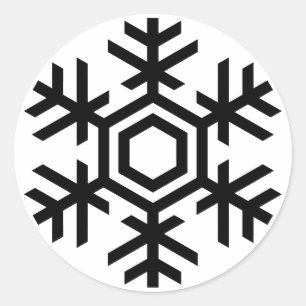 Sticker Rond Flocon de neige noir et blanc