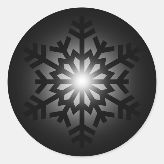 Sticker Rond Flocon de neige noir scintillant (Devant)