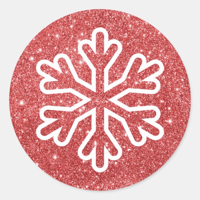 Sticker Rond Flocon de neige Parties scintillant rouge - Sticke (Devant)