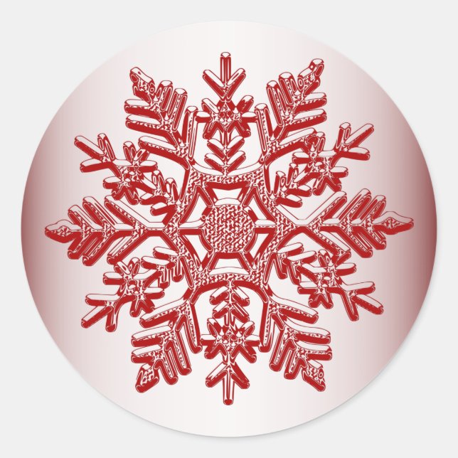 Sticker Rond Flocon de neige rouge de Noël Élégant (Devant)