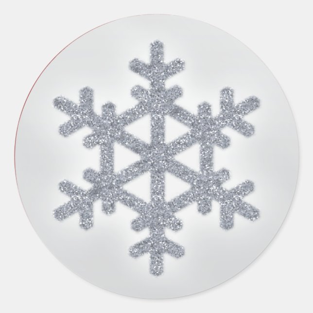 Sticker Rond Flocon de neige Silver FAUX Parties scintillant av (Devant)
