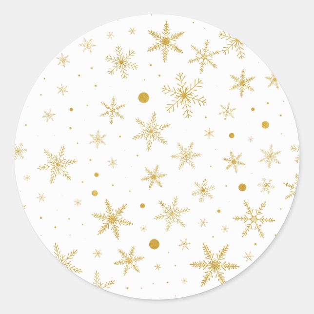Sticker Rond Flocon de neige Twinkle 3 -Or & Blanc- (Devant)