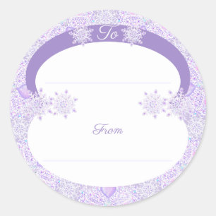 Sticker Rond flocon de neige violet clair et coeur étincelant