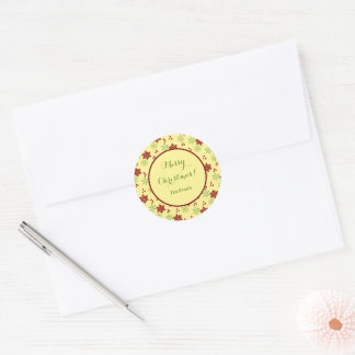 Sticker Rond Flocon de Noël Clair et Joyeux