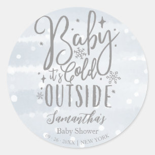 Sticker Rond Flocons de neige Bébé Il fait froid dehors Fête de