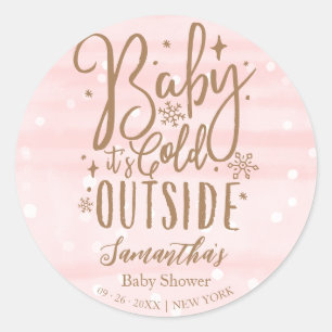 Sticker Rond Flocons de neige Bébé Il fait froid dehors Fille B