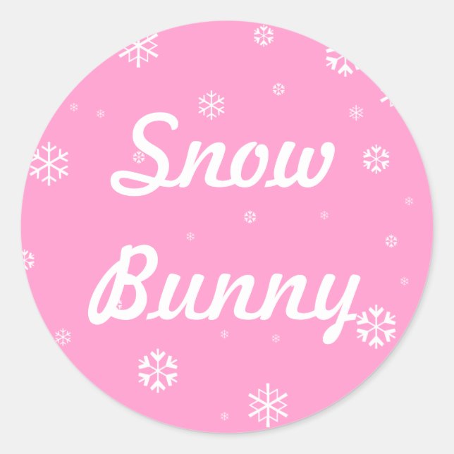 Sticker Rond Flocons de neige de lapin de neige (Devant)