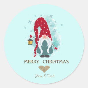 Sticker Rond Flocons de neige de lutin nordique Joyeux Noël