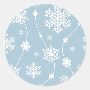 Sticker Rond Flocons de neige gris bleu hiver merveilleux vacan