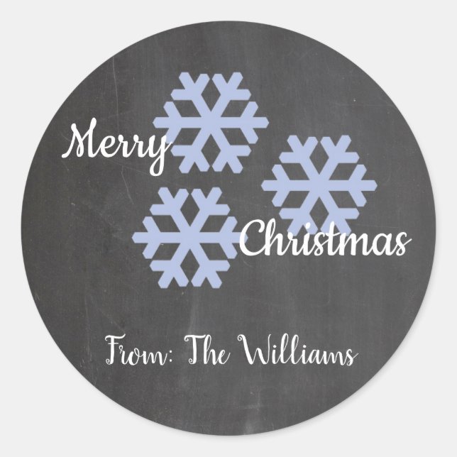 Sticker Rond Flocons de Neige Tableau Noir (Devant)