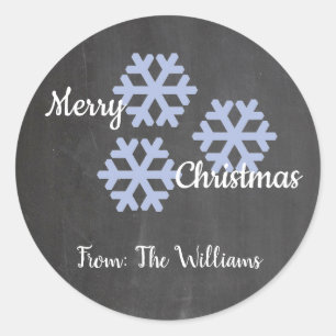 Sticker Rond Flocons de Neige Tableau Noir