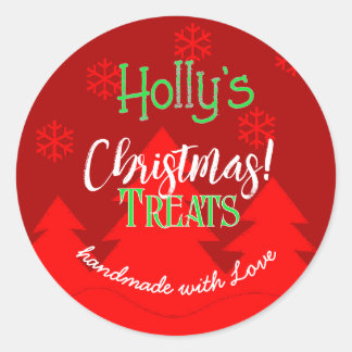 Sticker Rond flocons de Noël joyeux label rouge