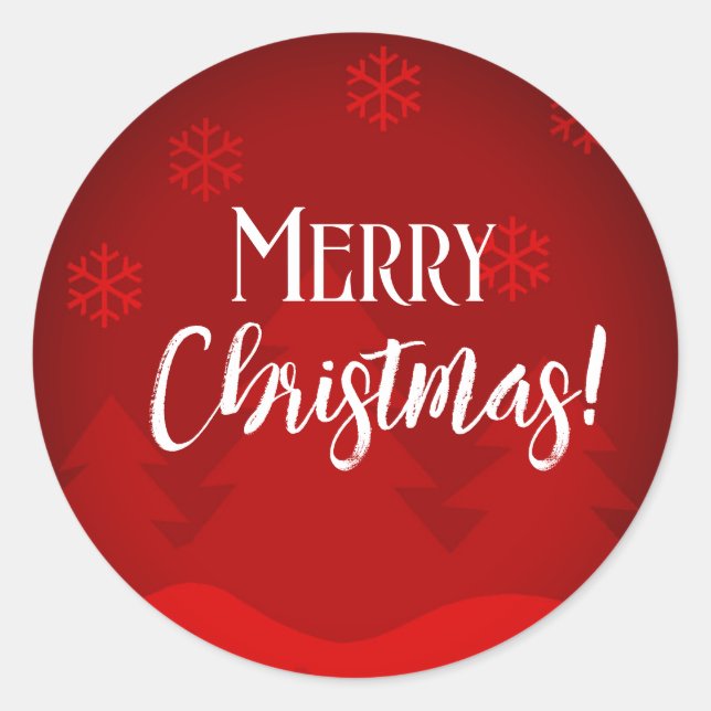 Sticker Rond Flocons de Noël joyeux Noël rouge label (Devant)