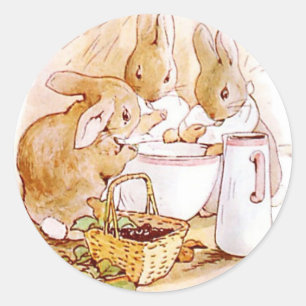 Sticker Rond Flopsy Et Cottontail Beatrix Potter