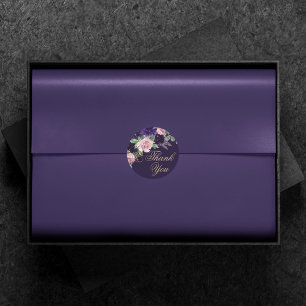 Sticker Rond Floraison   Merci violet foncé et rose rose