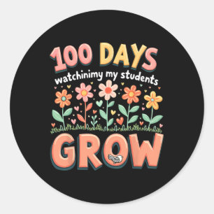 Sticker Rond Floral 100 Jours À Regarder Mes Étudiants Grandir 